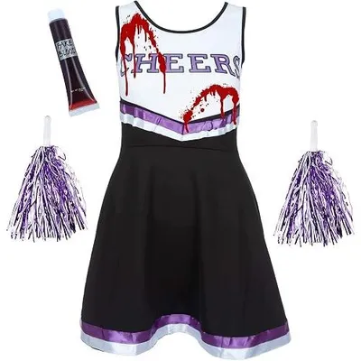 Zdjęcie produktu dla Kostium cheerleaderki zombie pompony strój na halloween dla