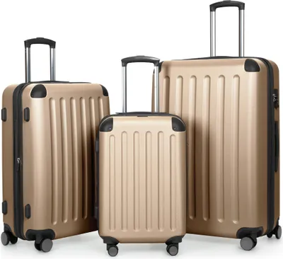 Produktbild von HAUPTSTADTKOFFER - Spree - Kofferset 3tlg Hartschalenkoffer Reisekoffer mit Erweiterung Trolley-Set, TSA, 4 Rollen, S M & L,Champagner