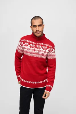Produktbild von Brandit Strickpullover Herren Troyer Norweger rot Basics 100% Polyacryl S