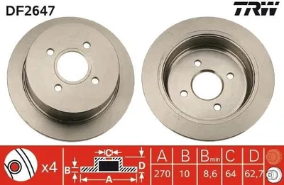 Obrázek produktu pro Brzdové kotouče TRW (2 kusy) zadní náprava DF2647