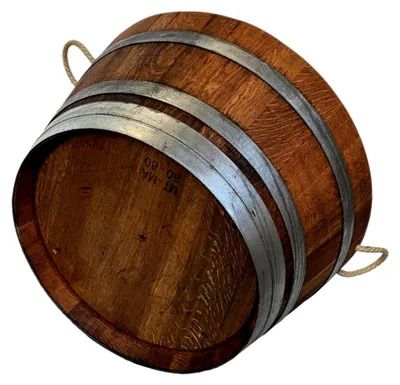 Produktbild von Holzfass als Pflanzkübel, halbiertes Weinfass geölt (D70 cm) mit Halteschlaufen und Ablaufbohrungen
