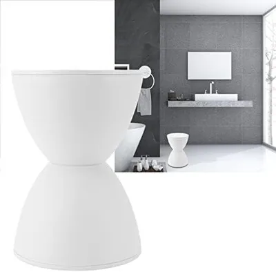 Immagine prodotto di Sgabello a forma di clessidra per il bagno, dal design moderno, resistente all'usura e agli urti, robusto e versatile (bianco)