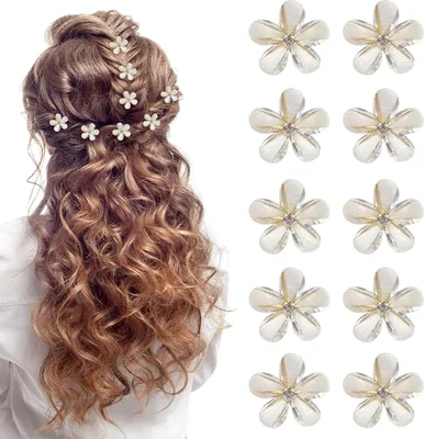 Produktbild von Mini-Blumen-Haarclips - 10 Stück rosa Antirutsch-Haarclips für Mädchen und Frauen - geeignet für den täglichen Gebrauch, Partys und Hochzeiten