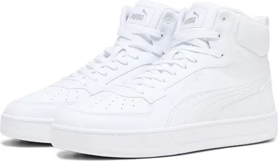 A pair of white Puma high-top sneakers.
