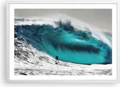 Produktbild von Gerahmtes Poster - Weißer Rahmen - Surfen Welle Türkis - 70x50 cm - Wand Bild - Wanddeko - Wandbilder - Kunstposter - Wandposter - Bilderrahmen - Bilder - Kunstdruck - Wandbild - P2WAA70x50-4351