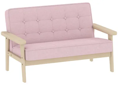 Productafbeelding van Kinderfauteuil/bank met houten frame, fluweellook, gestoffeerd, voor kinderen van 3-8 jaar, roze