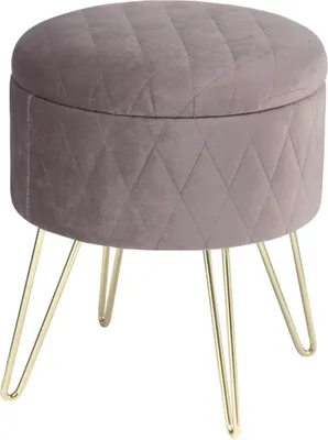 Productafbeelding van Happyment® Hocker DeLuxus – Fluweel hocker met opbergruimte – Voetenbank met opbergruimte – Roze – Zitkruk met deksel – 31,5 x 31,5 x 36 cm