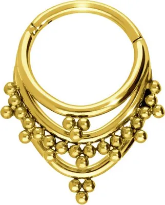 Produktbild von Ohrpiercing, Nasenpiercing, Septum Piercing Titan Segmentring Clicker 3 RINGE + KUGELDREIECKE