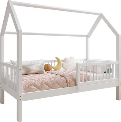 Obrázek produktu pro TIMBEE ZOJA domeček postel dětská postel dřevo postel do dětského pokoje - bílá - 70x140 - 23cm nohy