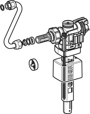 Productafbeelding van Geberit type 383 vulventiel, aansluiting aan de zijkant 3/8", messingnippel, voor inbouwreservoir