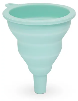 Obrázok produktu pre Skladací silikónový lievik – Kompaktný kuchynský lievik z pružného silikónu – Úsporný dizajn – Ø 8 cm × 10 cm – Vhodný do kuchyne a domácnosti – Modrý [10901BL]