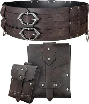 Obrázek produktu pro Středověký opasek – široký opasek – kostým pro cosplay – uni – hnědý
