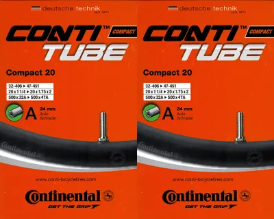 Produktbild von 2x Continental Compact 20 Schlauch 20 Zoll AV (32/47-406/451) AV 34mm
