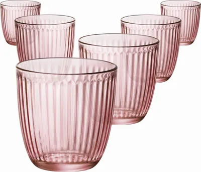 Produktbild von Bormioli Rocco Wasserglas Line Acqua 290 ml, hochwertiges Trinkglas, stilvolles Saftglas, Gläser für Longdrinks, langlebige Universalgläser für zu Hause (Farbe: Rosa), Menge: 1 x 6er Set