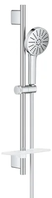 Immagine prodotto di GROHE Vitalio Joy+, set doccia a risparmio idrico, 6 litri al minuto (kit per doccia con: soffione con 3 getti, tubo flessibile da 1,75 metri, barra doccia da fissare con adesivo o viti, inclusa una mensola), cromato, 1348660000