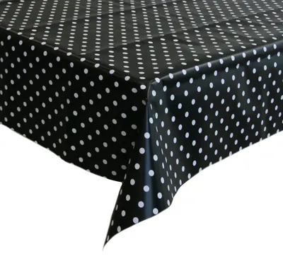 Produktbild von Wachstuch/Tischdecke schwarz mit weisen Punkten 140 x 300 cm