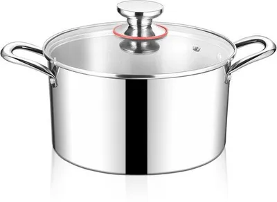Immagine prodotto di Pentola in acciaio inossidabile con coperchio in vetro - 26 cm - capacità 6 litri