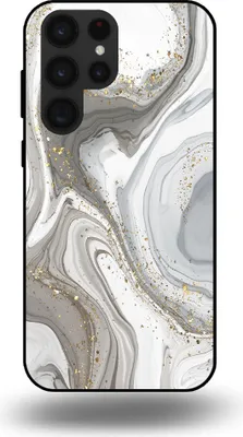 Produktbild von Smartphonica Handytasche passend für Samsung Galaxy S22 Ultra mit Marmordruck - TPU Rückseitenschutzhülle Marmordesign - Silber