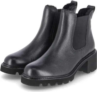 Produktbild von Paul Green Damen Chelsea Boots Stiefeletten Schwarz Glattleder Textil Größe: 38