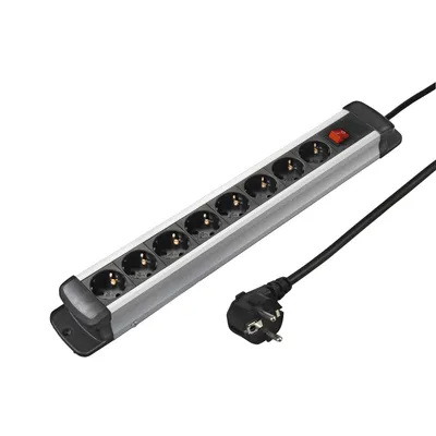 Produktbild von Hama Steckdosenleiste Pro-S 80S, 8-fach, Schwarz/Silber, 1,5 m
