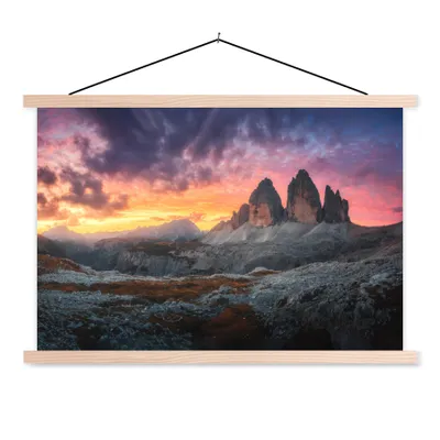 Produktbild von MuchoWow® Textilposter Felsen - Berg - Sonnenuntergang - Landschaft 60x40 cm mit holzfarbenen Rahmen - Bilder