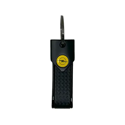Image de Porte-clés pour voiture Opel, fermeture par anneau, 90 x 20 mm, noir, logo jaune