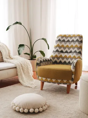 Produktbild von Hanah Home, Zikzak - Yellow, Ohrensessel, 100 % HOLZ, Mehrfarbig, 75 x 88 x 95 cm