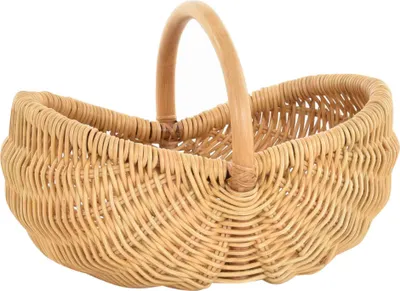 Produktbild von KRINES HOME Einkaufskorb / Bügelkorb / Shopper aus echtem Rattan, Henkel- Trage-Korb leicht und stabil (Honig)