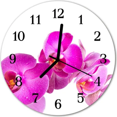 Produktbild von Glasuhr Wanduhr Küchenuhr Echt-Glas 30fi cm Orchidee rosa
