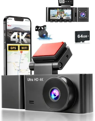 Productafbeelding van 3-kanaals dashcam autocamera, 4K dashcam auto voor achter