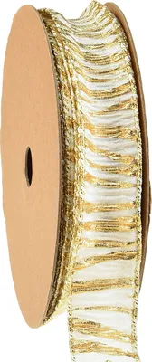 Produktbild von Dekoband Chiffon Weiß Gold 25mm 15m Geschenkband für Dekoration