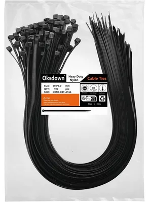 Immagine prodotto di Fascette stringicavo extra resistenti, 550 mm x 9,0 mm, nere, confezione da 100 pezzi, resistenti ai raggi UV, capacità di trazione di 80 kg, in nylon