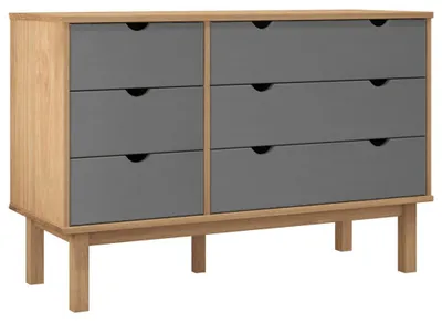 Obrázek produktu pro vidaXL Zásuvková skříň OTTA Brown & Grey 111x43x73,5 cm masiv