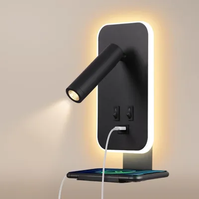Obrázek produktu pro LED lampička s výkonem 3W + 9W, s vypínačem a USB nabíjecím portem, moderní nástěnná lampa