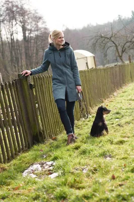 Produktbild von Owney Lana Softhellmantel Damen Blau L wetterfest Hundehalter Outdoorjacke atmugsaktiv Langjacke