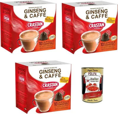 Produktbild von CRASTAN, 30 -Kapseln, Ginseng- und Kaffee-Kapseln, glutenfrei, 100% Italy + Italian Gourmet polpa 400g