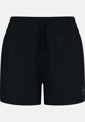 Schwarze Odlo Zeroweight 4 Inch Laufshorts 2.0 mit elastischem Bund und Kordelzug
