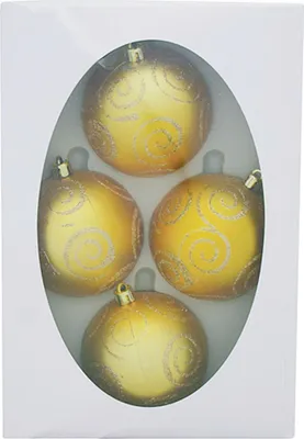 Produktbild von MAGICHOME WEIHNACHTSKUGELN, 4 St., golden mit Ornamenten, 7 cm