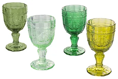 4er-Set Gläser 265 ml, transparentes Glas, arabeskes Dekor