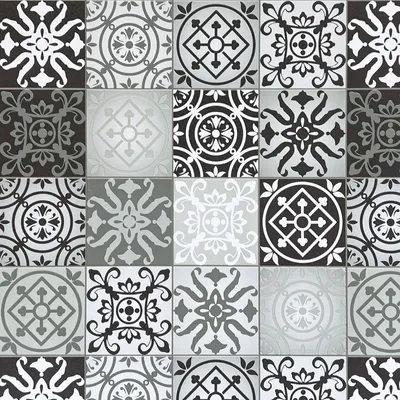 Produktbild von Klebefolie Möbel 45x50 cm - Fliesen Schwarzweiß - Möbelfolie selbstklebend in Deko-Stil - Folie für Möbel zur Renovierung von Türen, Schränken und Regalen - Möbelfolie dekorativ und pflegeleicht