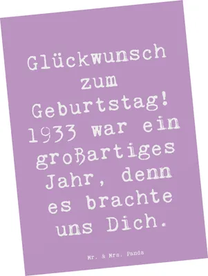 Produktbild von Mr. & Mrs. Panda Postkarte Spruch 1933 Geburtstag - Lavendeltraum - Geschenk, Ansichtskarten, Liebe, Grußkarte, Postkarten, Glückwunsch, einzelkarte, Happy Birthday