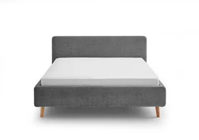 Produktbild von Meise Möbel Mattis Polsterbett 160x200cm Holzfuß Kopfteil Glatt Anthrazit