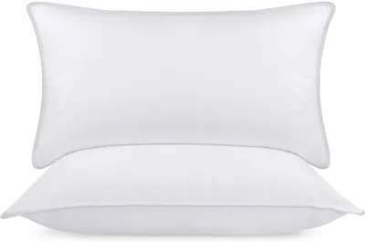 Produktbild von Set von 2 weißen Mikrofaser-Kopfkissen 40x80 cm - Hohe Unterstützung