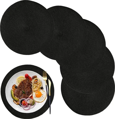 Produktbild von Famanu Platzmatte rund 32 cm abwaschbar hitzebeständig - schwarz