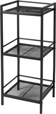 Produktbild von Eckregal 4 Ebenen - Freistehendes Aufbewahrungsregal - Metall - Schwarz - Badezimmer & Küche - 87 cm