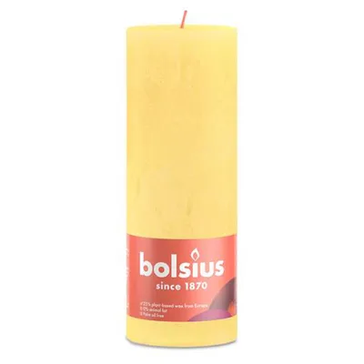 Image de Bolsius Rustik Bougie ronde jaune soleil 190/68mm