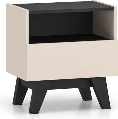 Produktbild von FURNLUX Nachttisch Freshion Beige Und Schwarz 50cm / Hauptfarbe: Beige / Abmessungen: 50 x 53 x 34 cm