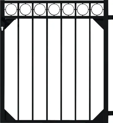 Produktbild von GAH-Alberts Einzeltor Circle, Metallumzäunung, Pforte, Grenzeinzäunung, Aluminium, Schwarz, Kunststoffbeschichtung