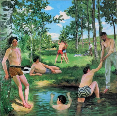 Produktbild von Legendarte - Kunstdruck auf Leinwand - Sommerszene Frédéric Bazille - Wanddeko, Canvas cm. 90x90