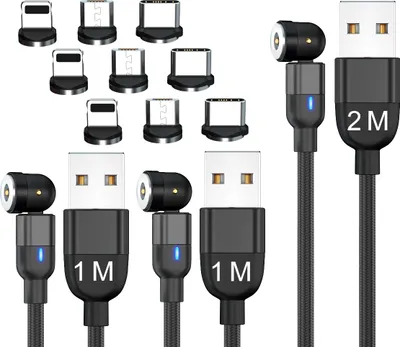 Immagine prodotto di SOONTEC 2M+1M+1M Cavo di ricarica magnetico 360°&180° Cavo USB Cavo di ricarica magnetico girevole
